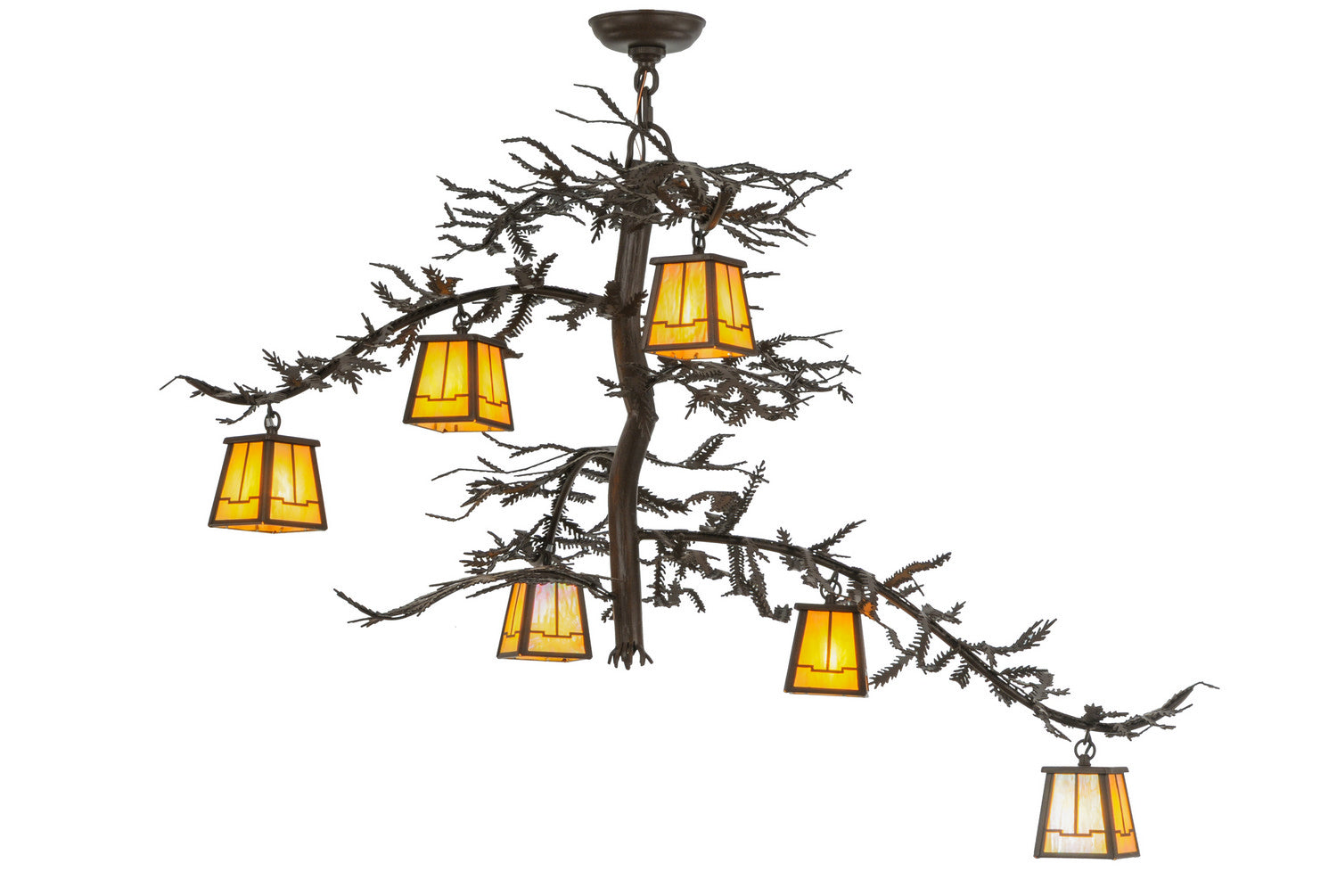 Meyda Tiffany - 145308 - Six Light Chandelier - Pine Branch - Cafe Noir