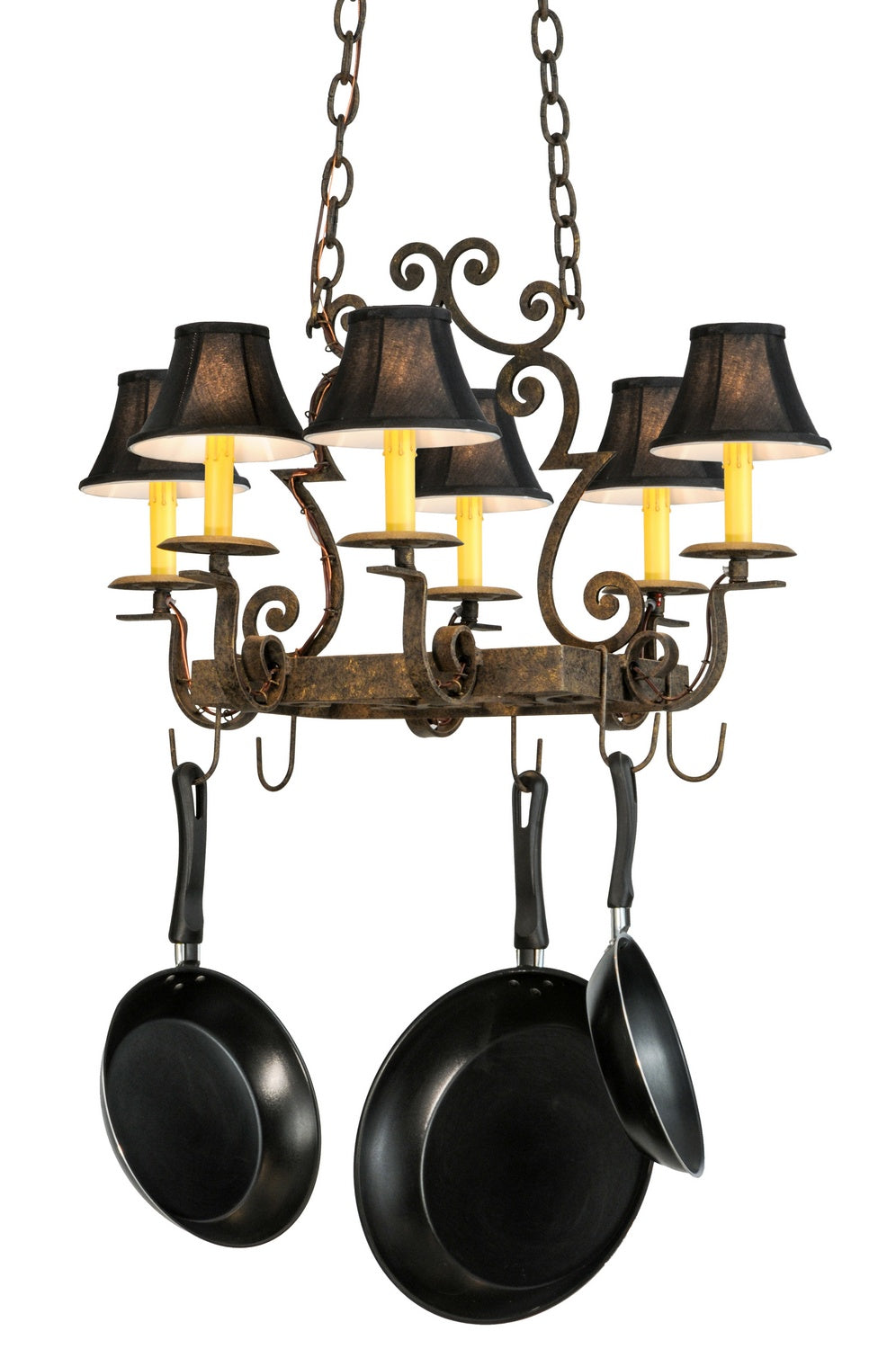 Meyda Tiffany - 146991 - Six Light Pot Rack - Elara - Black Metal,Custom