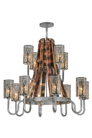 Meyda Tiffany - 147189 - 12 Light Chandelier - Barrel Stave - Nickel