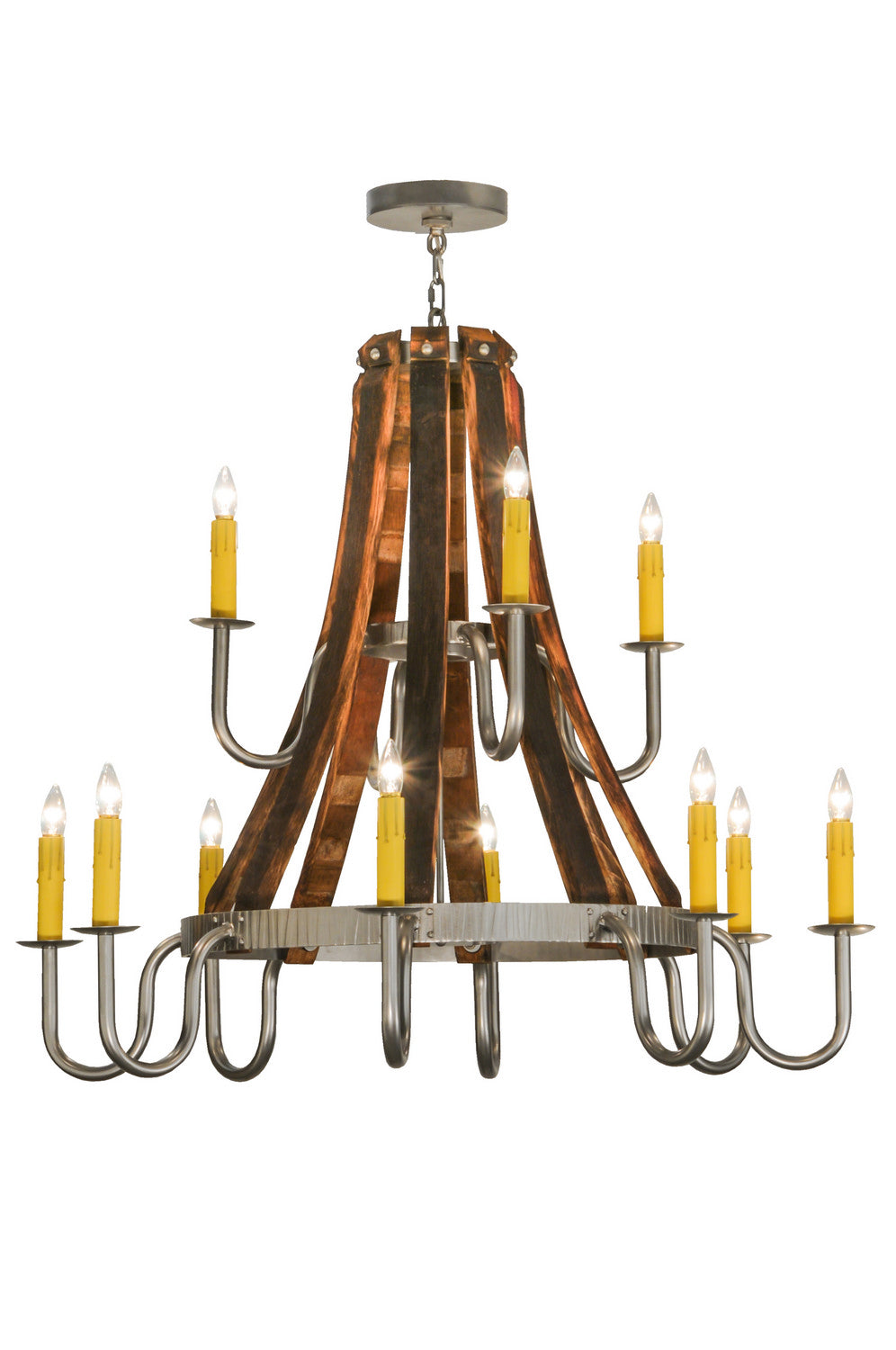 Meyda Tiffany - 147331 - 12 Light Chandelier - Barrel Stave - Nickel Powder Coat