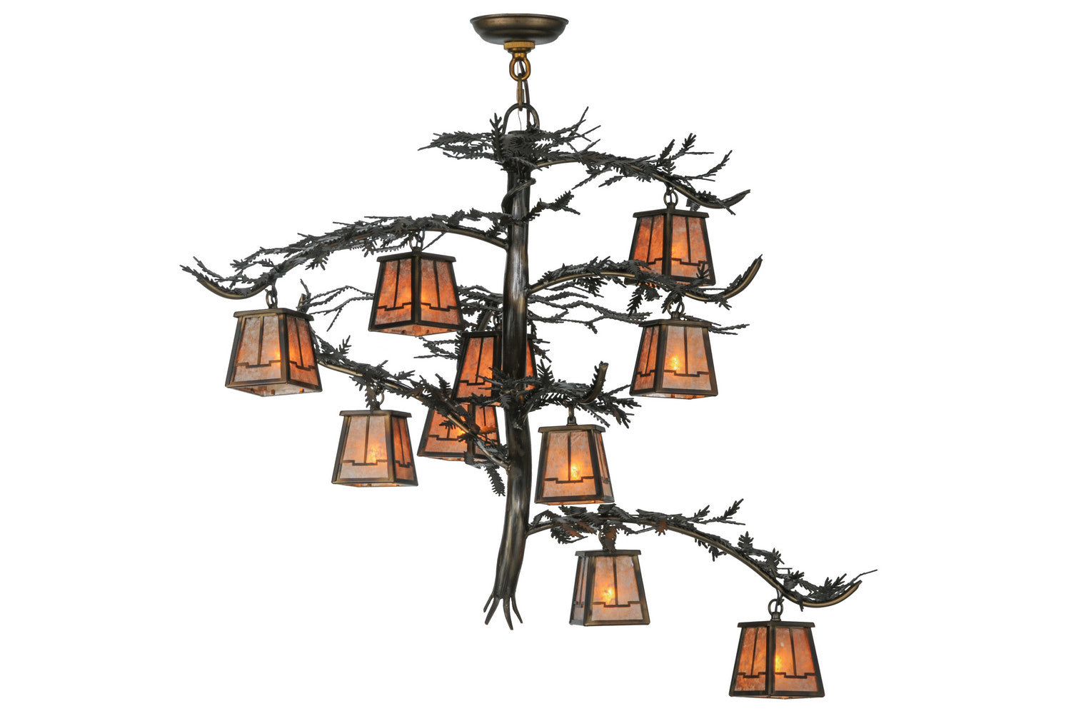 Meyda Tiffany - 147381 - Ten Light Chandelier - Pine Branch - Dark Burnished Antique Copper