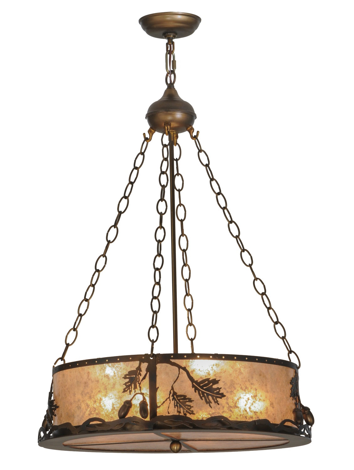 Meyda Tiffany - 148888 - Eight Light Inverted Pendant - Oak Leaf & Acorn - Dark Burnished Antique Copper