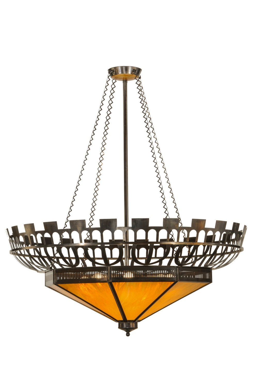 Meyda Tiffany - 149112 - 12 Light Inverted Pendant - Davis Street - Craftsman Brown