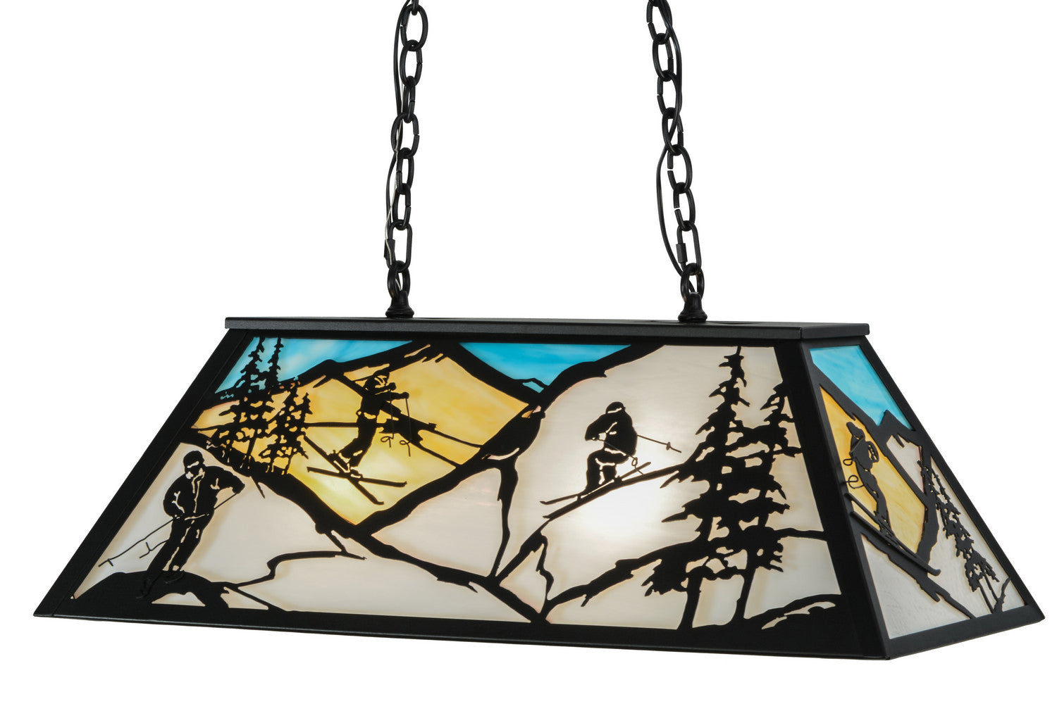 Meyda Tiffany - 152185 - Six Light Oblong Pendant - Alpine - Textured Black