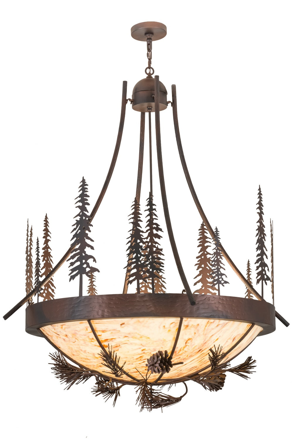 Meyda Tiffany - 152868 - Eight Light Pendant - Tall Pines - Wrought Iron Over Mahogany Bronze