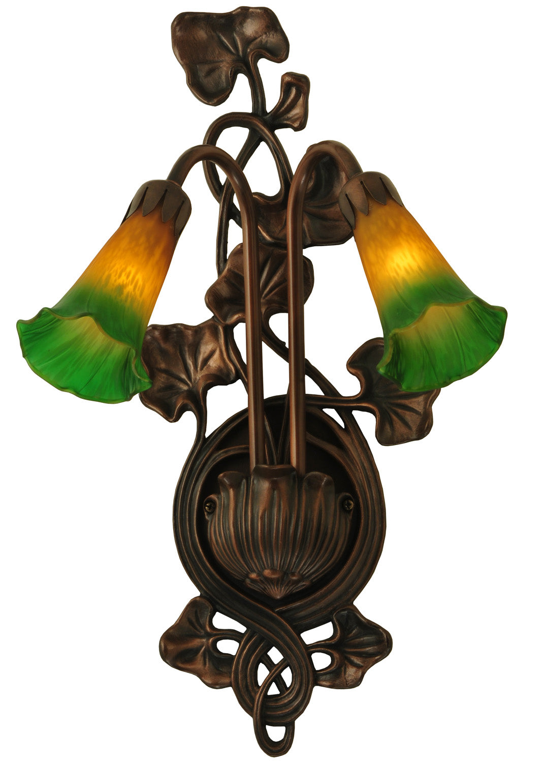 Meyda Tiffany - 16573 - Two Light Wall Sconce - Amber/Green Pond Lily - Mahogany Bronze