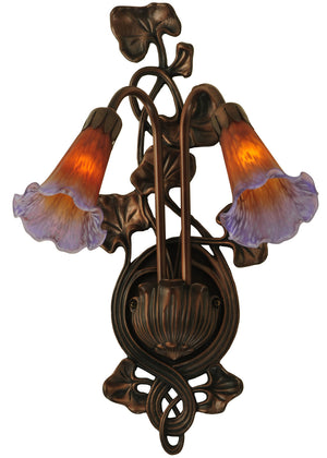 Meyda Tiffany - 16637 - Two Light Wall Sconce - Amber/Purple Pond Lily - Mahogany Bronze