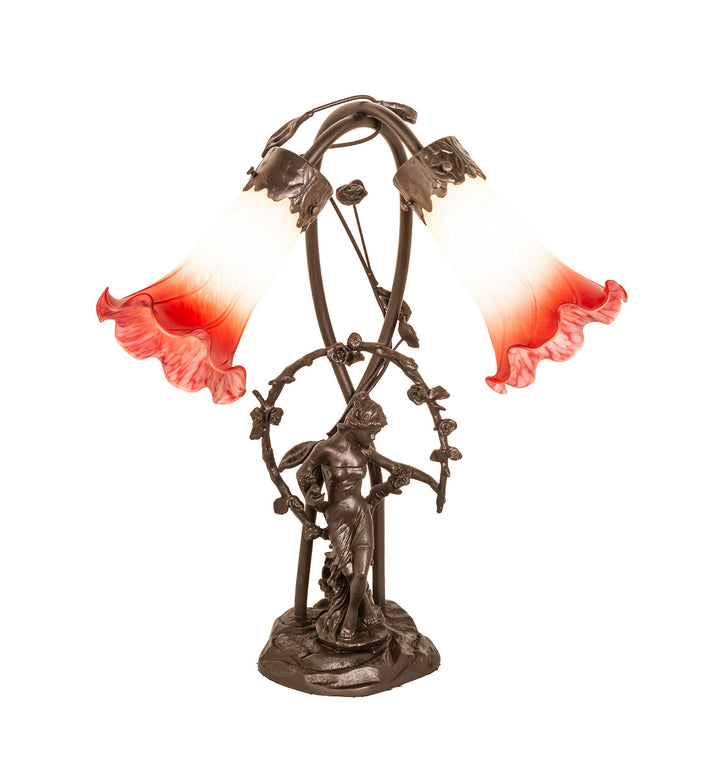 Meyda Tiffany - 16697 - Two Light Trellis Girl - Pink/White - Mahogany Bronze