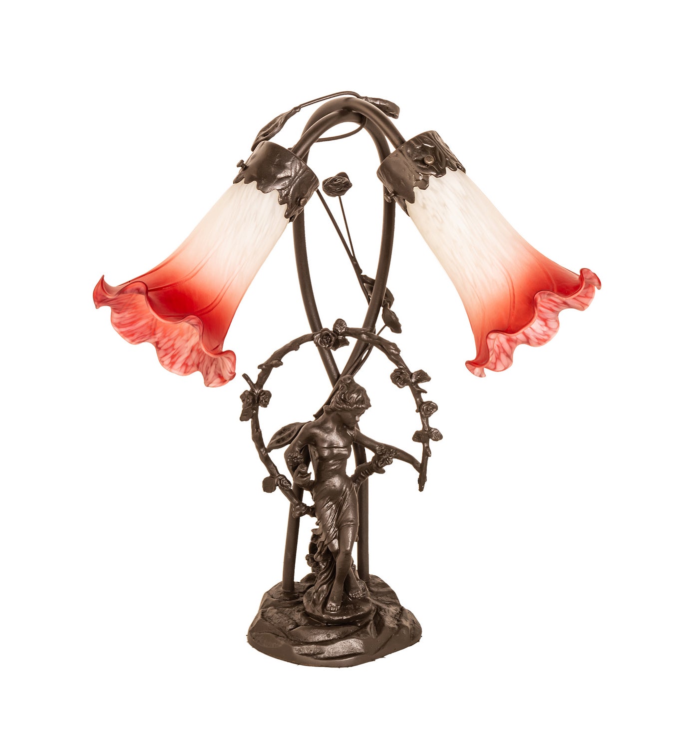 Meyda Tiffany - 16697 - Two Light Trellis Girl - Pink/White - Mahogany Bronze