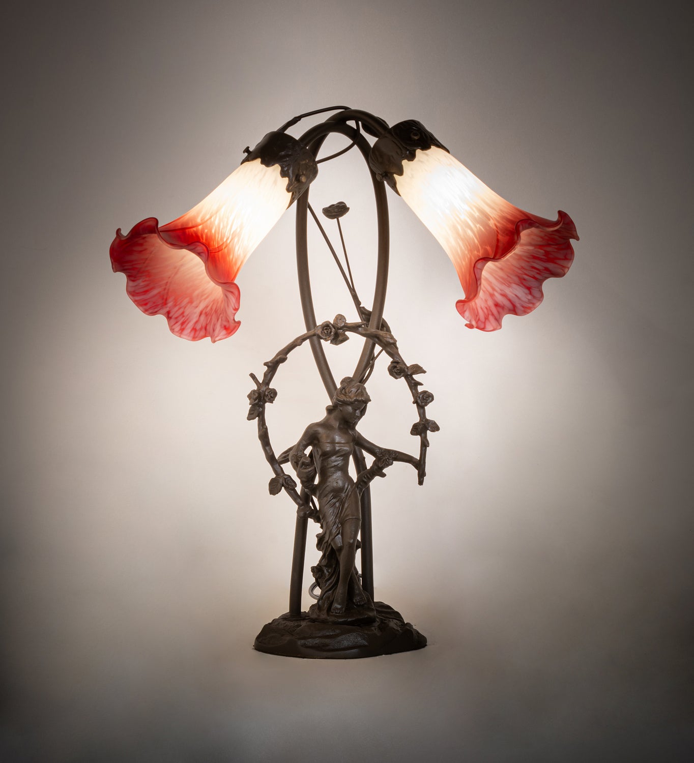 Meyda Tiffany - 16697 - Two Light Trellis Girl - Pink/White - Mahogany Bronze