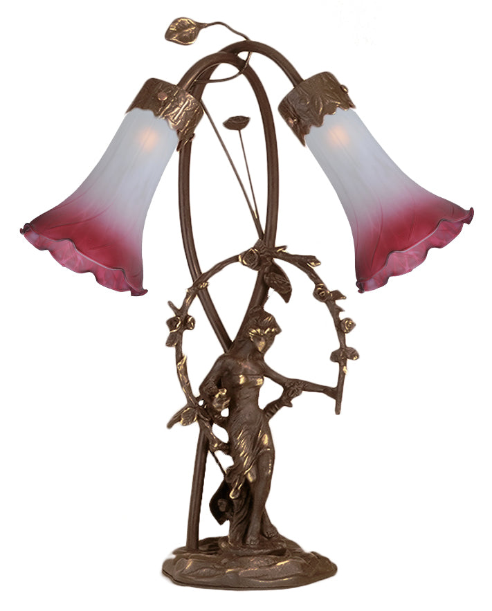 Meyda Tiffany - 16697 - Two Light Trellis Girl - Pink/White - Mahogany Bronze