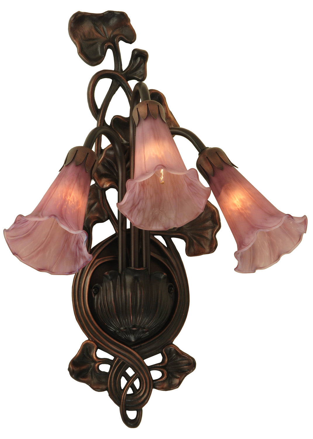 Meyda Tiffany - 17311 - Three Light Wall Sconce - Cranberry Pond Lily - Mahogany Bronze