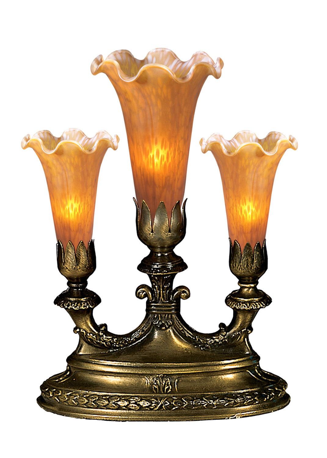 Meyda Tiffany - 17657 - Three Light Accent Lamp - Amber Pond Lily - Antique