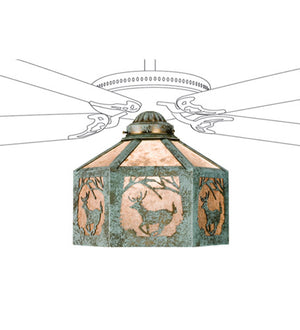 Meyda Tiffany - 22342 - One Light Fan Light Shade - Lone Elk - Verdigris