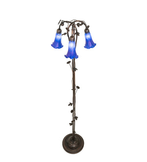 Meyda Tiffany - 31333 - Three Light Floor Lamp - Blue - Mahogany Bronze