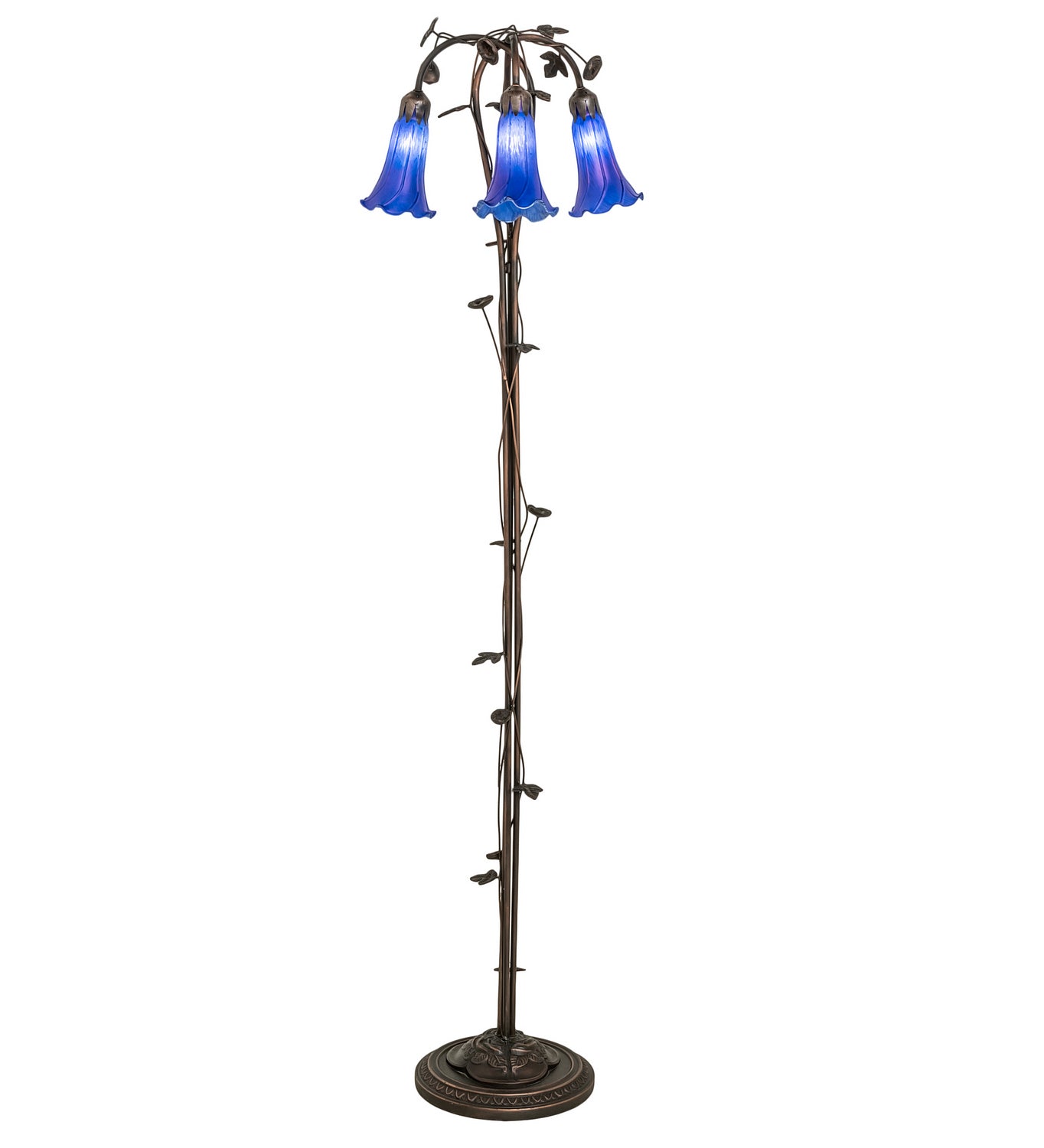 Meyda Tiffany - 31333 - Three Light Floor Lamp - Blue - Mahogany Bronze