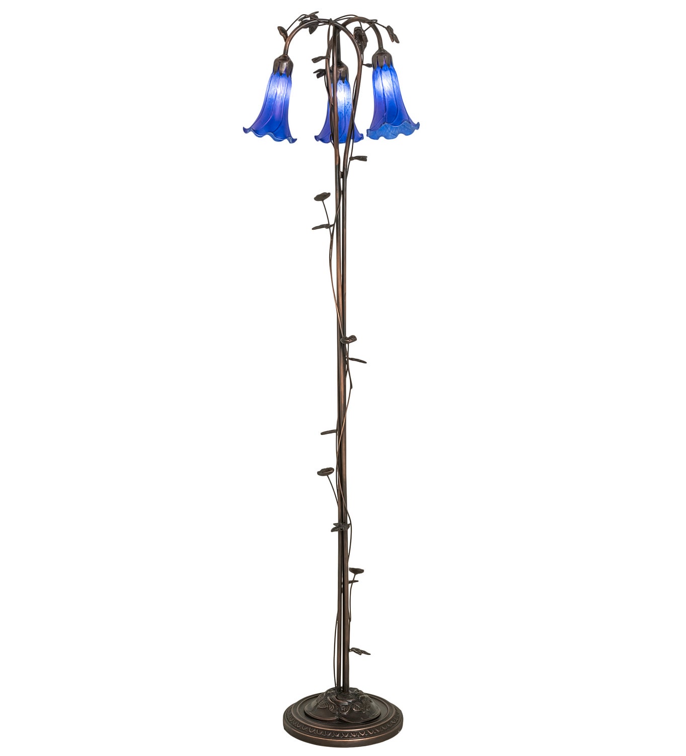 Meyda Tiffany - 31333 - Three Light Floor Lamp - Blue - Mahogany Bronze