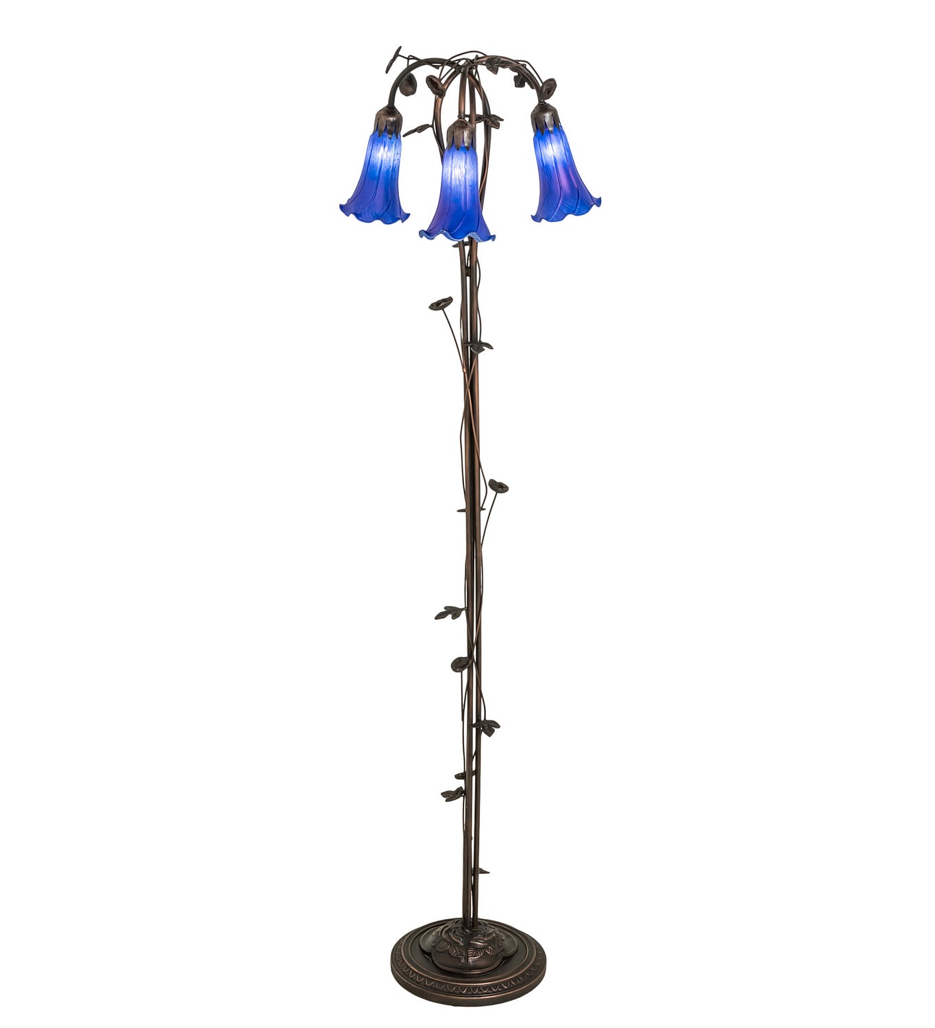 Meyda Tiffany - 31333 - Three Light Floor Lamp - Blue - Mahogany Bronze