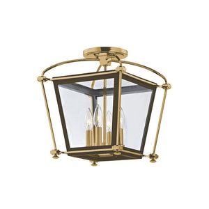 Hudson Valley - 3610-AGB - Four Light Semi Flush Mount - Hollis - Aged Brass