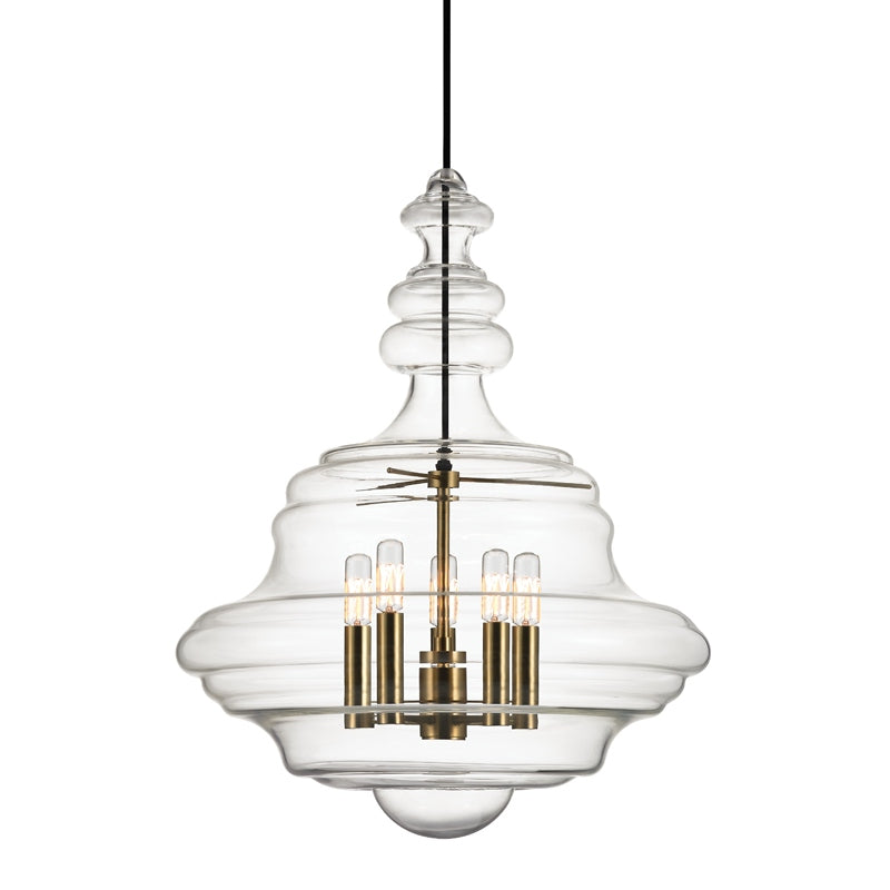 Hudson Valley - 4020-AGB - Five Light Lantern - Washington - Aged Brass