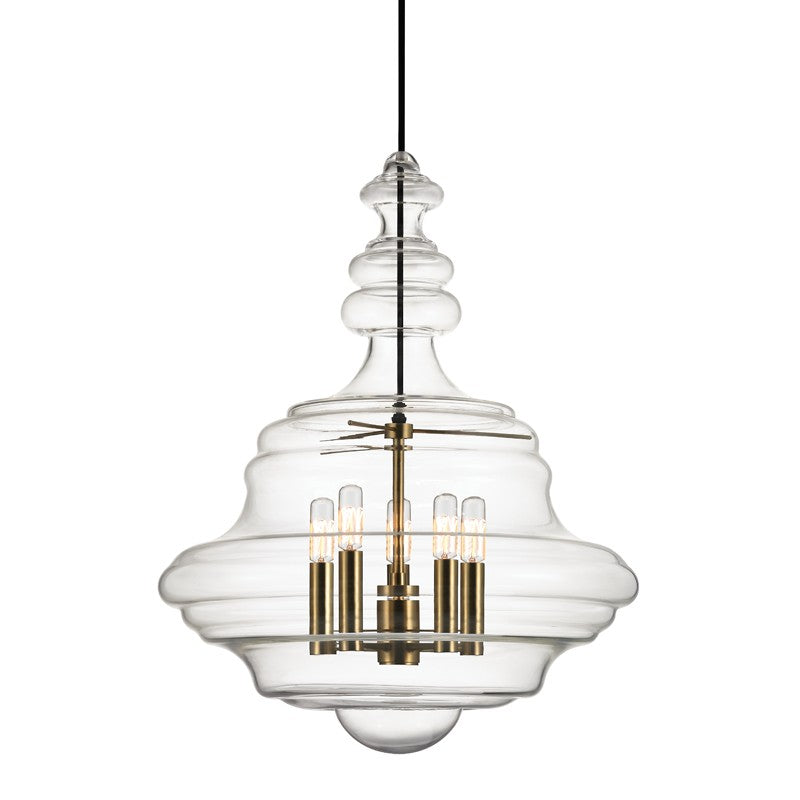 Hudson Valley - 4020-AGB - Five Light Pendant - Washington - Aged Brass