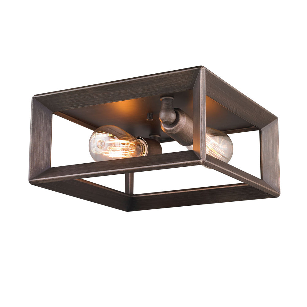 Golden - 2073-FM GMT - Two Light Flush Mount - Smyth - Gunmetal Bronze