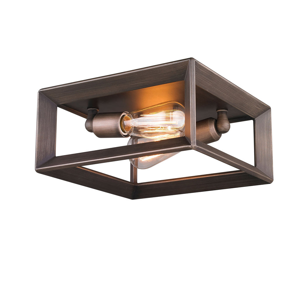 Golden - 2073-FM GMT - Two Light Flush Mount - Smyth - Gunmetal Bronze