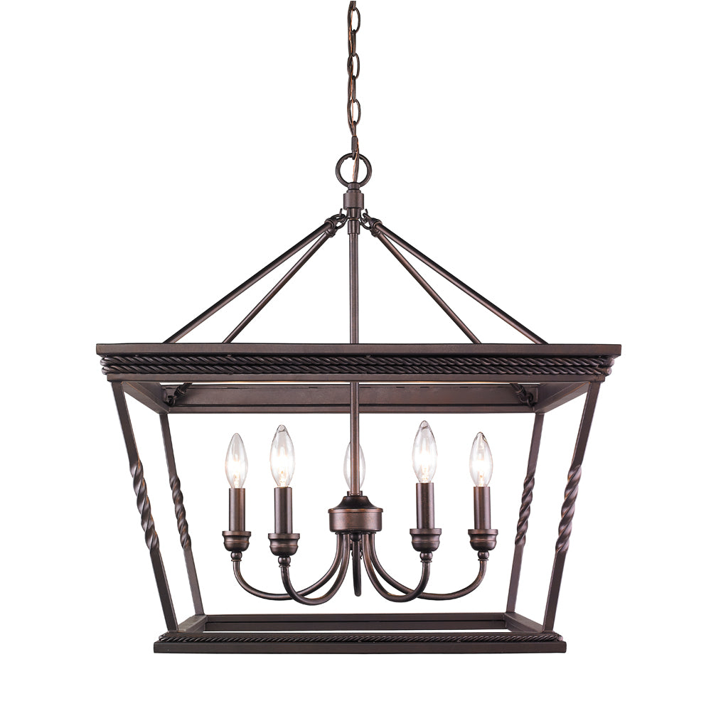 Golden - 4214-5 EB - Five Light Chandelier - Davenport - Etruscan Bronze