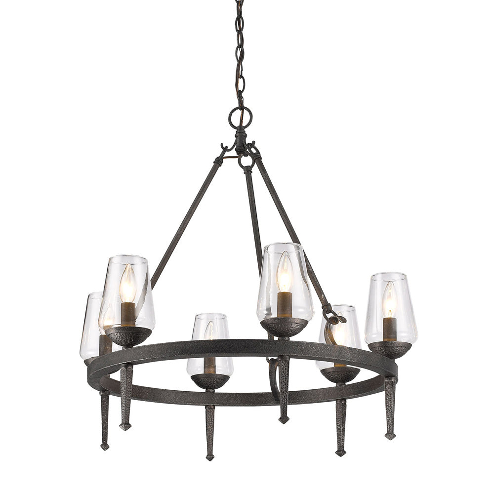 Golden - 1208-6 DNI - Six Light Chandelier - Marcellis - Dark Natural Iron