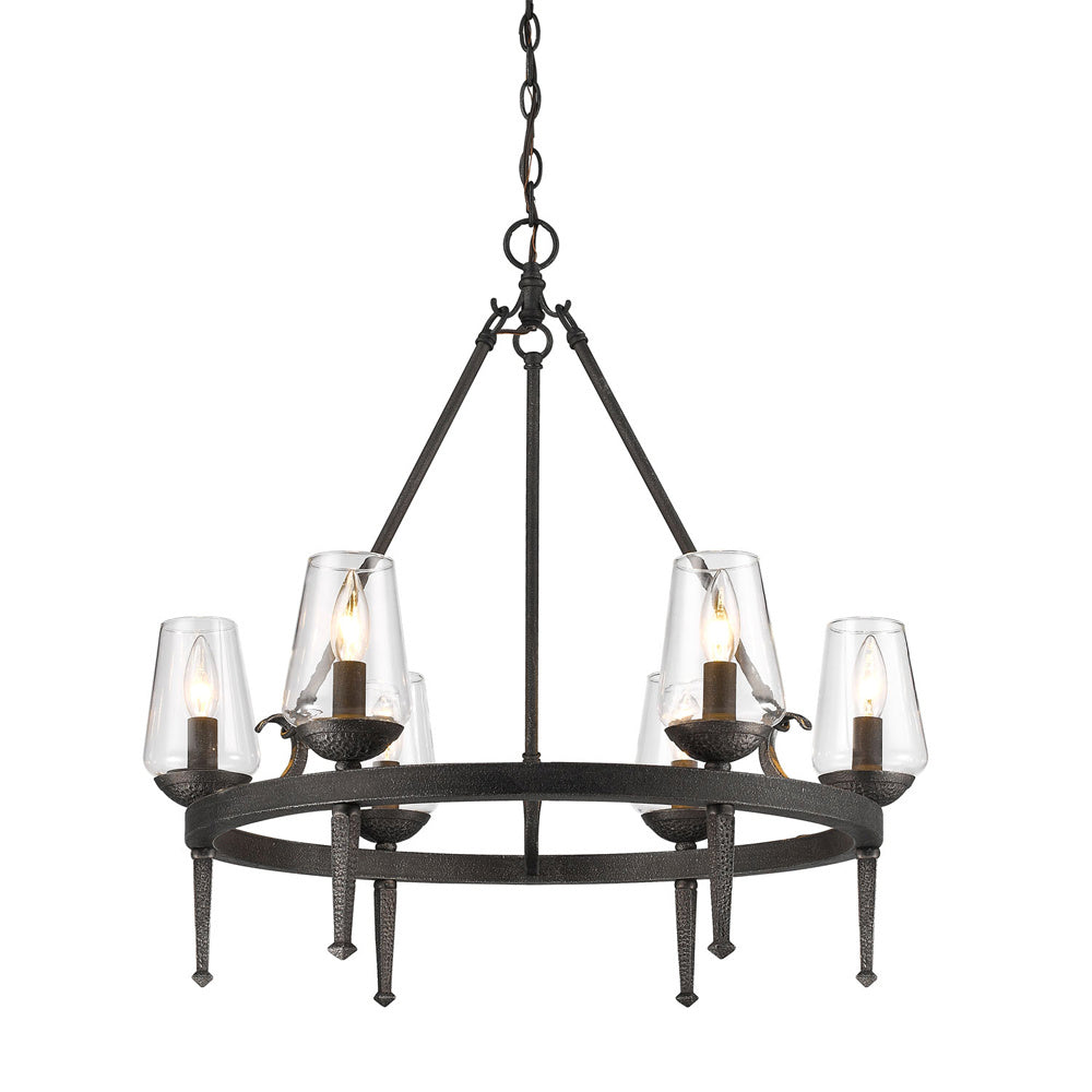 Golden - 1208-6 DNI - Six Light Chandelier - Marcellis - Dark Natural Iron