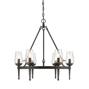 Golden - 1208-6 DNI - Six Light Chandelier - Marcellis - Dark Natural Iron