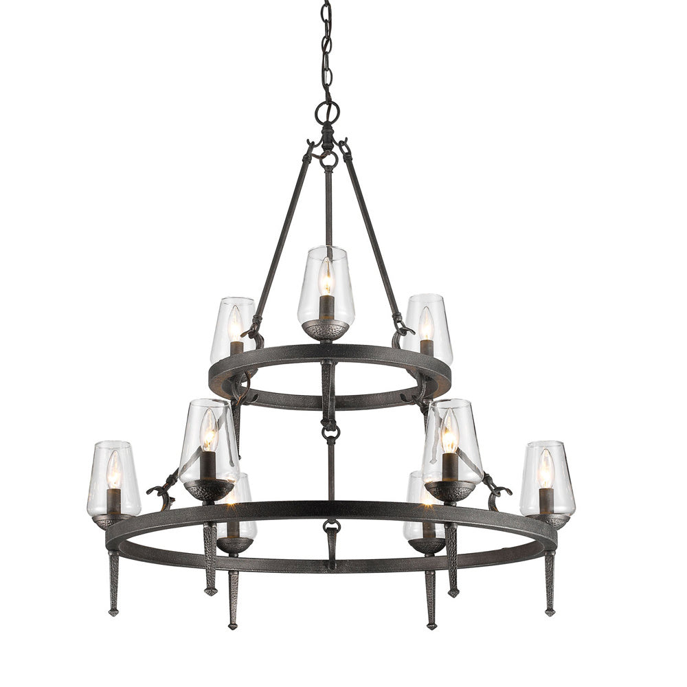 Golden - 1208-9 DNI - Nine Light Chandelier - Marcellis - Dark Natural Iron