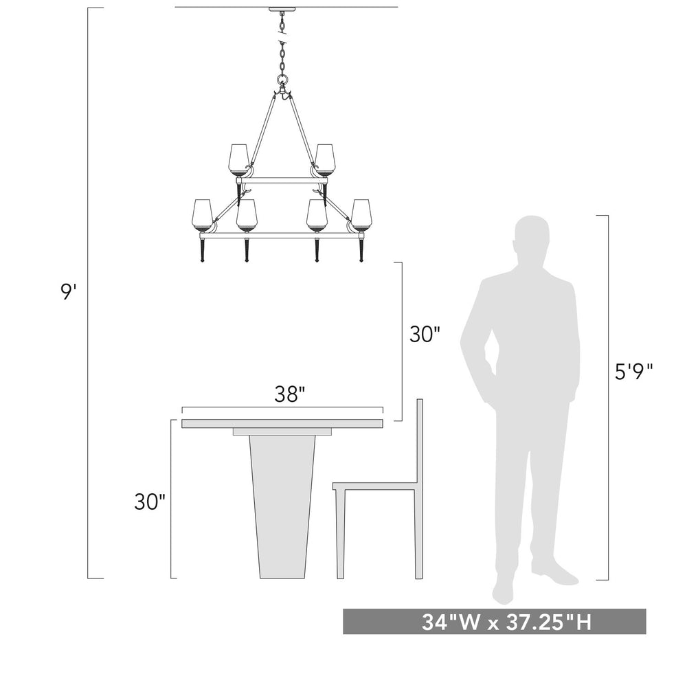 Golden - 1208-9 DNI - Nine Light Chandelier - Marcellis - Dark Natural Iron