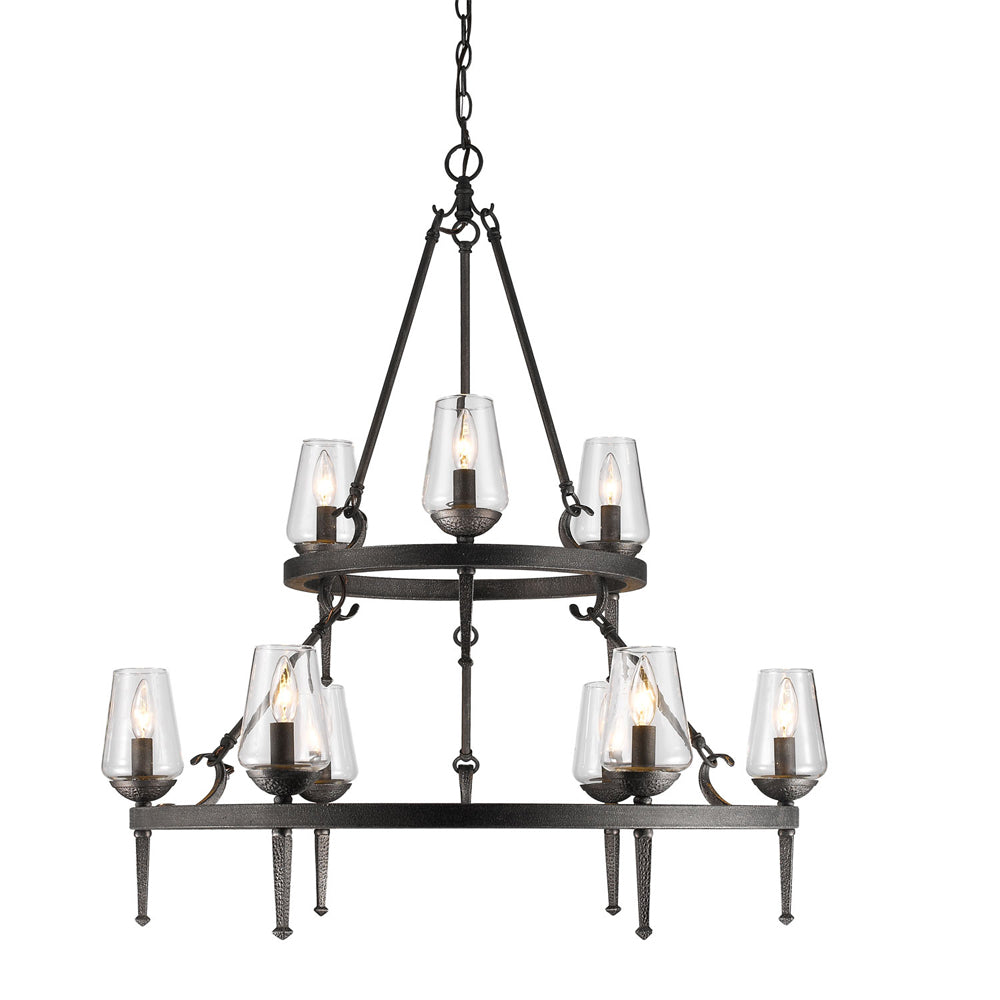 Golden - 1208-9 DNI - Nine Light Chandelier - Marcellis - Dark Natural Iron