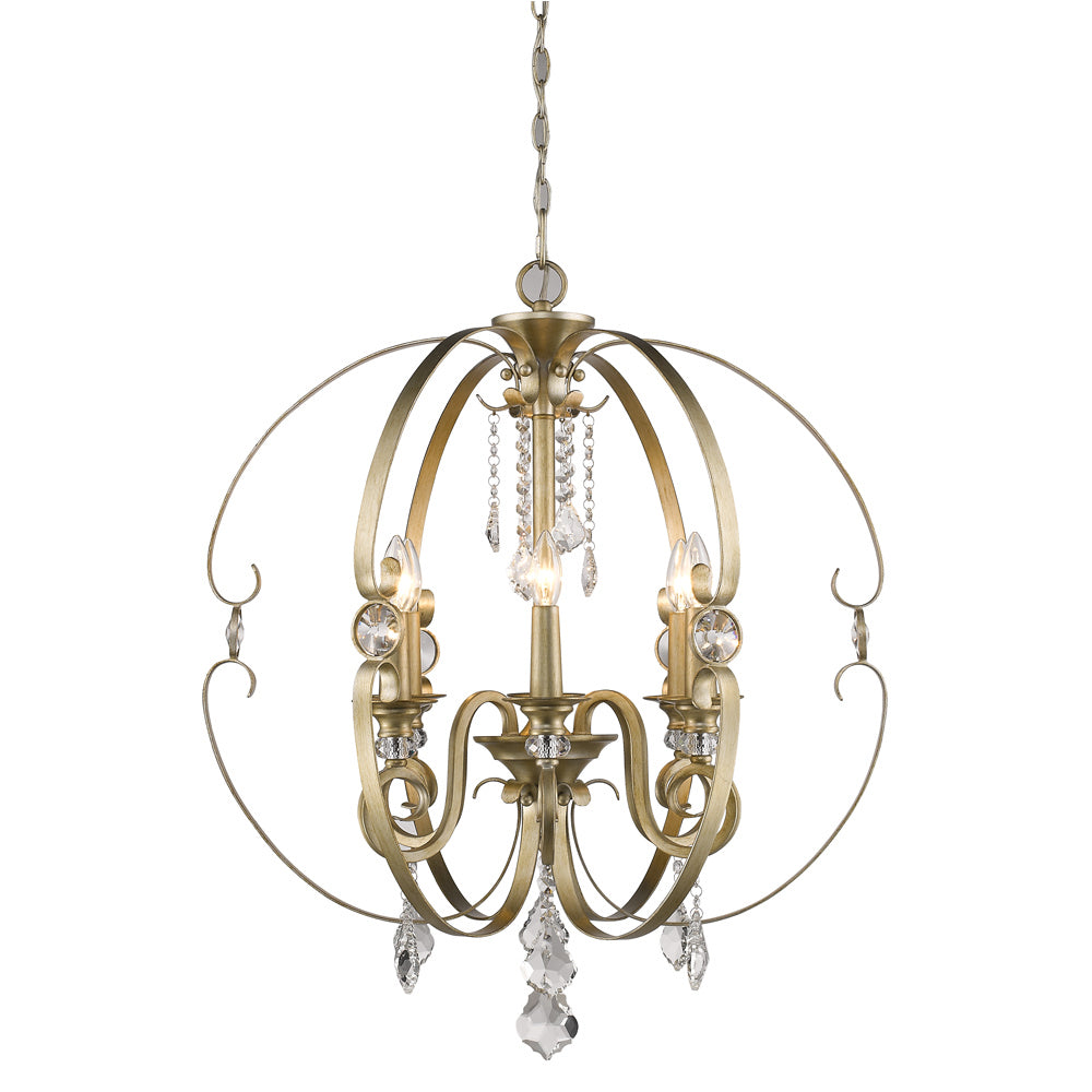 Golden - 1323-6 WG - Six Light Chandelier - Ella - White Gold