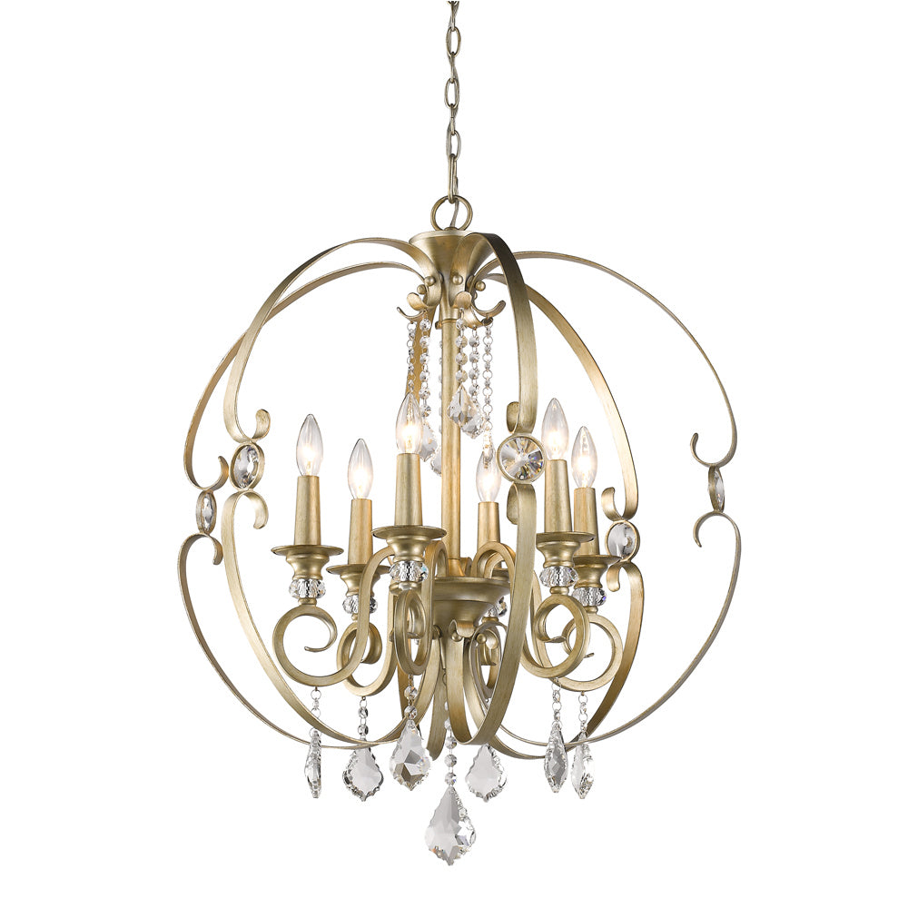 Golden - 1323-6 WG - Six Light Chandelier - Ella - White Gold