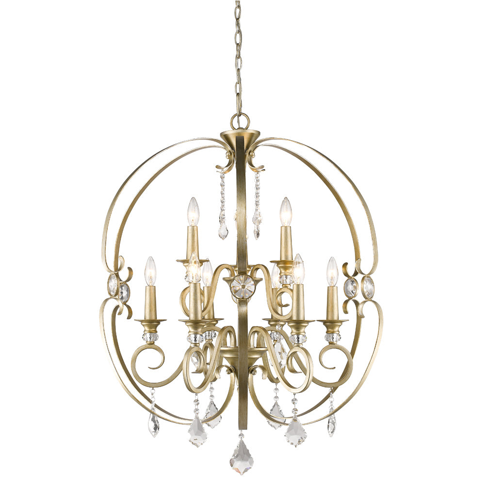 Golden - 1323-9 WG - Nine Light Chandelier - Ella - White Gold