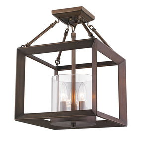 Golden - 2073-SF GMT - Three Light Semi-Flush Mount - Smyth - Gunmetal Bronze