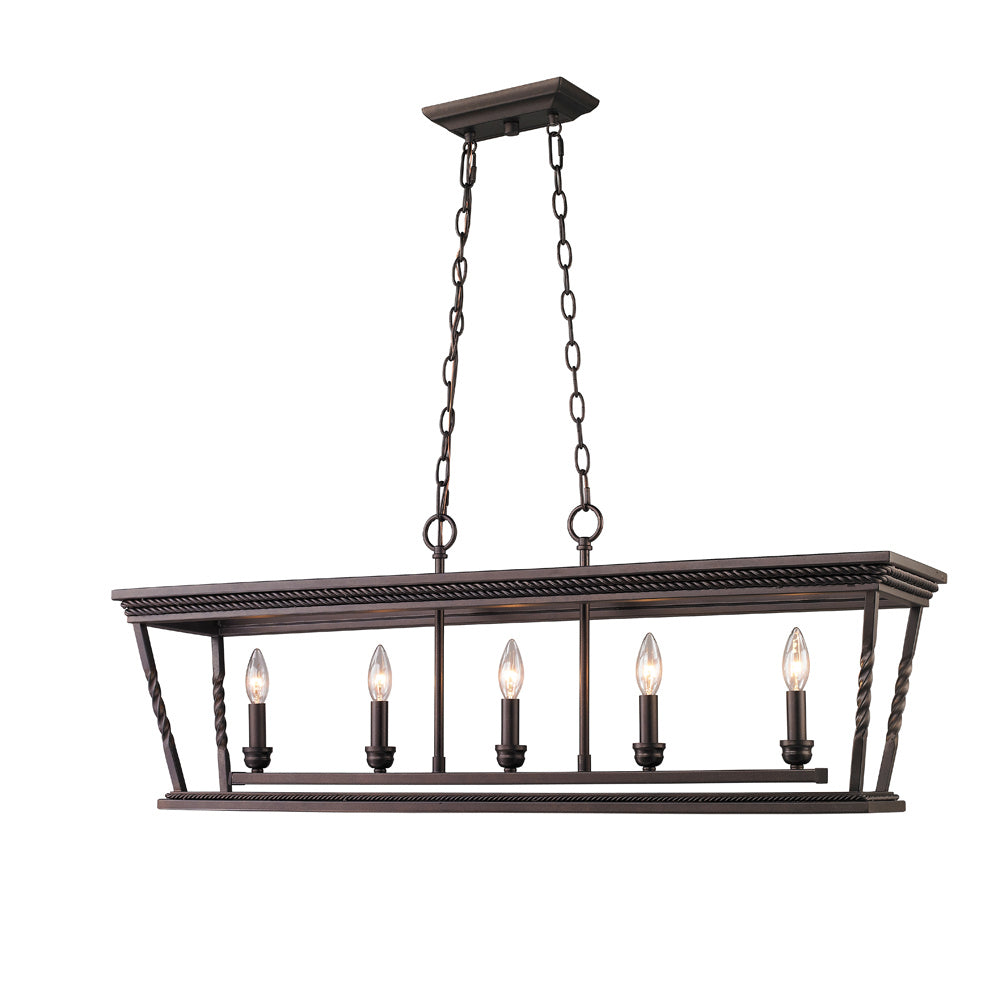 Golden - 4214-LP EB - Five Light Linear Pendant - Davenport - Etruscan Bronze