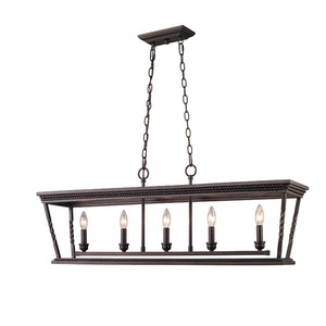 Golden - 4214-LP EB - Five Light Linear Pendant - Davenport - Etruscan Bronze