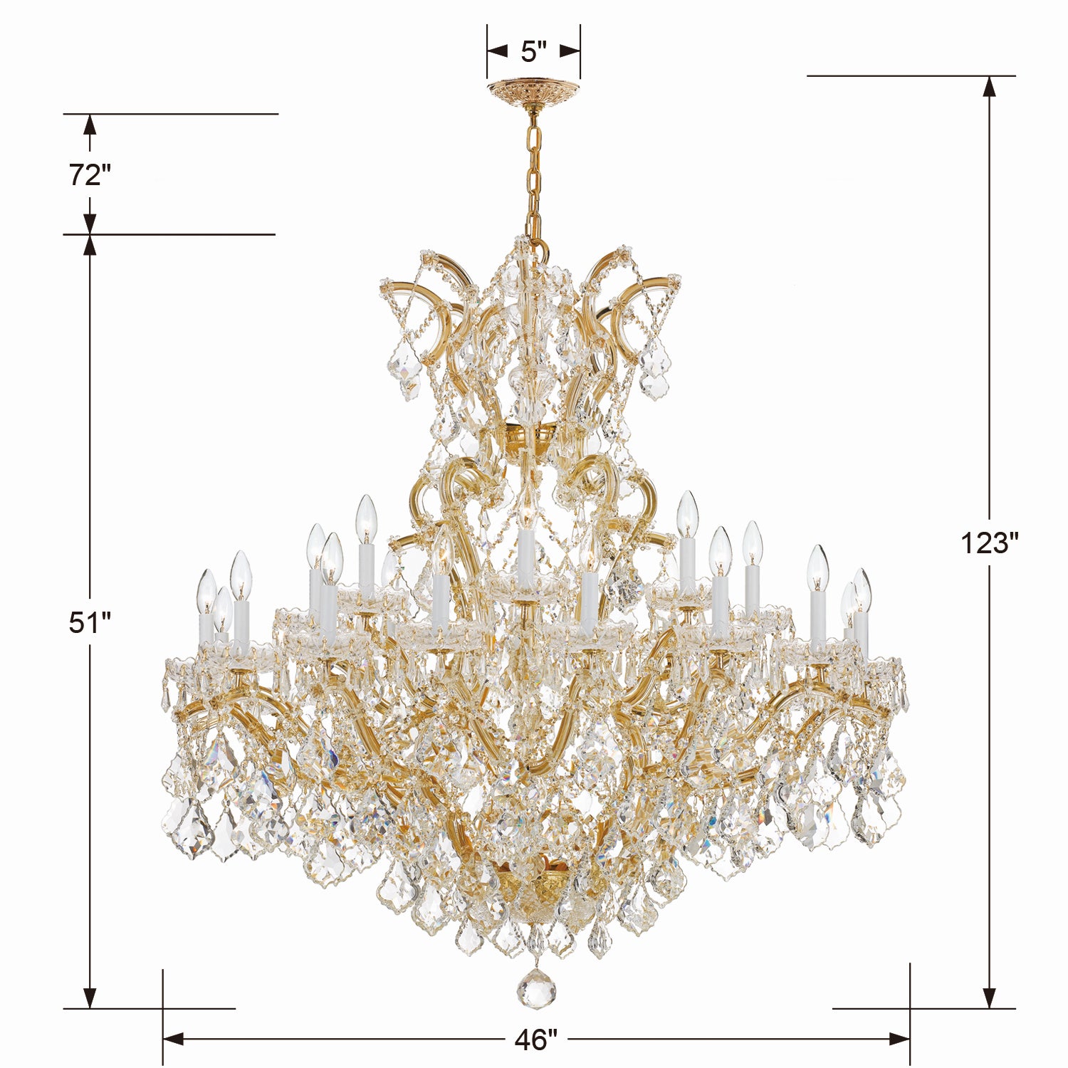 Crystorama - 4424-GD-CL-MWP - 25 Light Chandelier - Maria Theresa - Gold