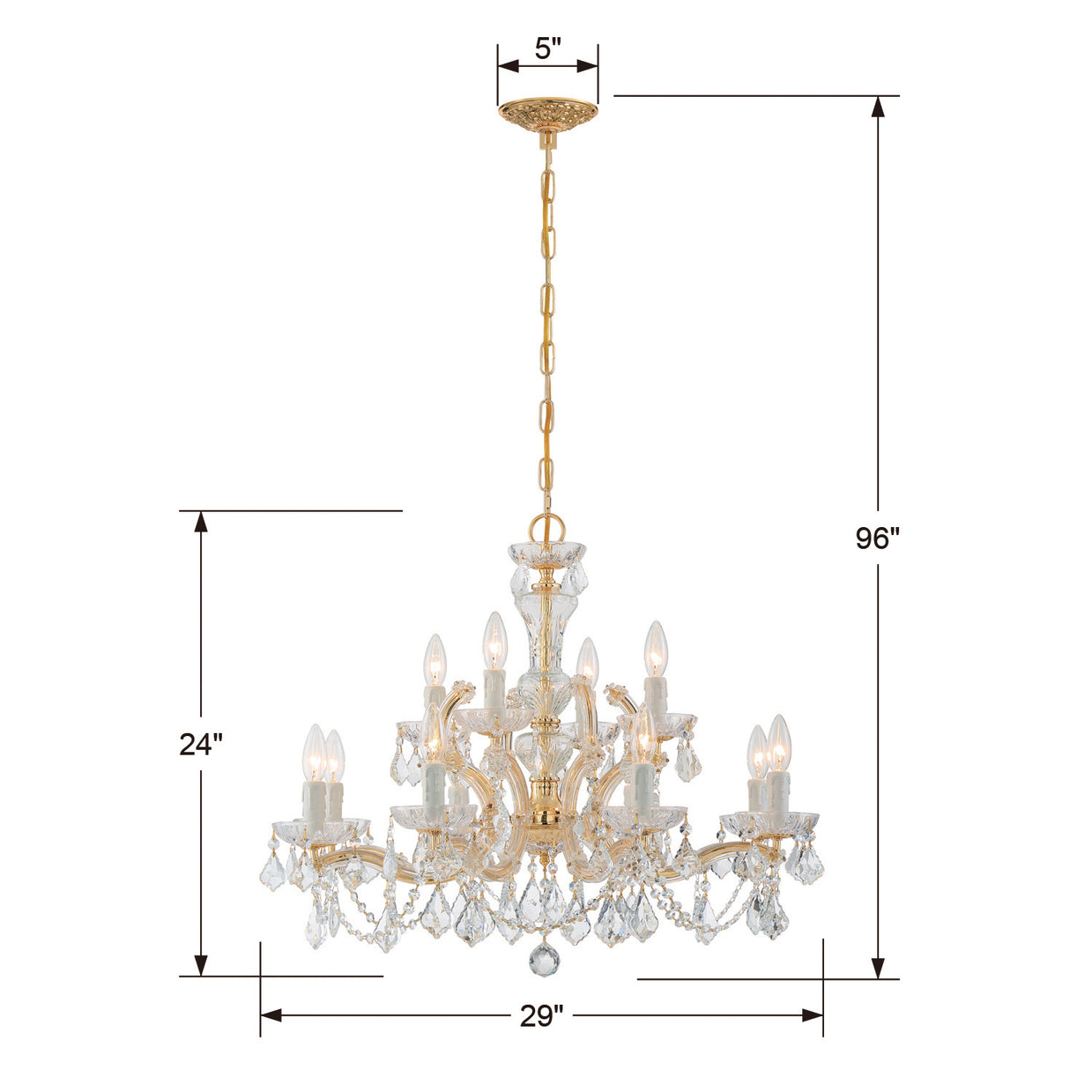 Crystorama - 4479-GD-CL-MWP - 12 Light Chandelier - Maria Theresa - Gold