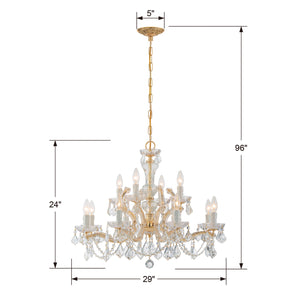 Crystorama - 4479-GD-CL-MWP - 12 Light Chandelier - Maria Theresa - Gold