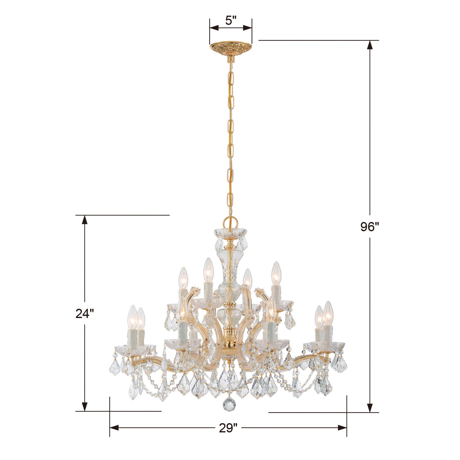 Crystorama - 4479-GD-CL-S - 12 Light Chandelier - Maria Theresa - Gold