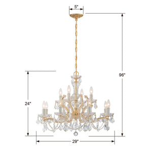 Crystorama - 4479-GD-CL-S - 12 Light Chandelier - Maria Theresa - Gold