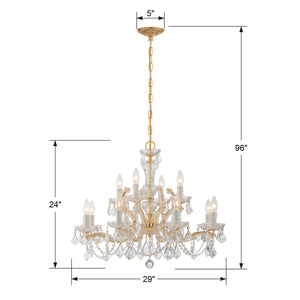 Crystorama - 4479-GD-CL-SAQ - 12 Light Chandelier - Maria Theresa - Gold