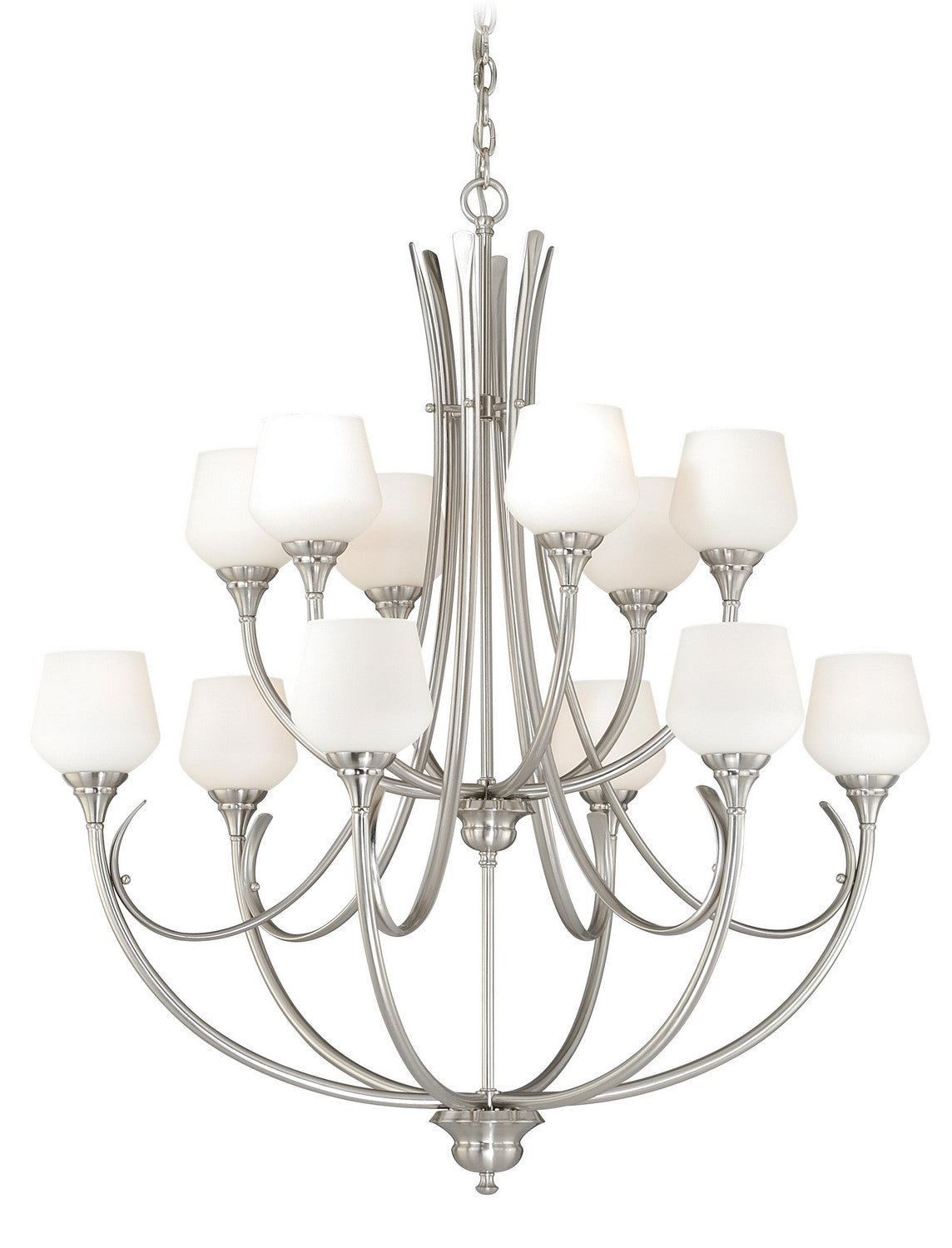 Vaxcel - H0129 - 12 Light Chandelier - Grafton - Satin Nickel