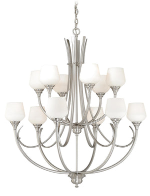 Vaxcel - H0129 - 12 Light Chandelier - Grafton - Satin Nickel