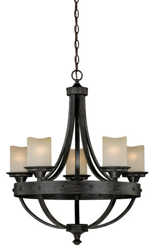 Vaxcel - H0135 - Five Light Chandelier - Halifax - Black Walnut