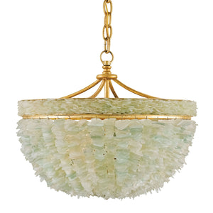 Currey and Company - 9251 - Three Light Pendant - Bayou - Contemporary Gold Leaf/Seaglass